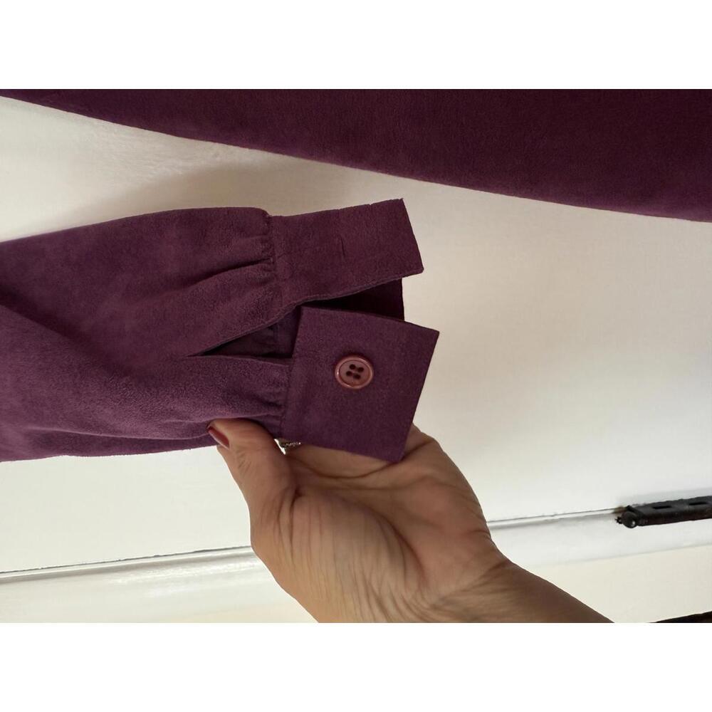 Vintage Mollie Parnis Purple Ultra Suede Long Sleeve Dress Small - Picture 5 of 15